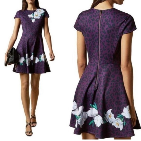 Ted Baker Dresses & Skirts - Ted Baker London Wilderness short sleeve Skater Dress deep pink NWT